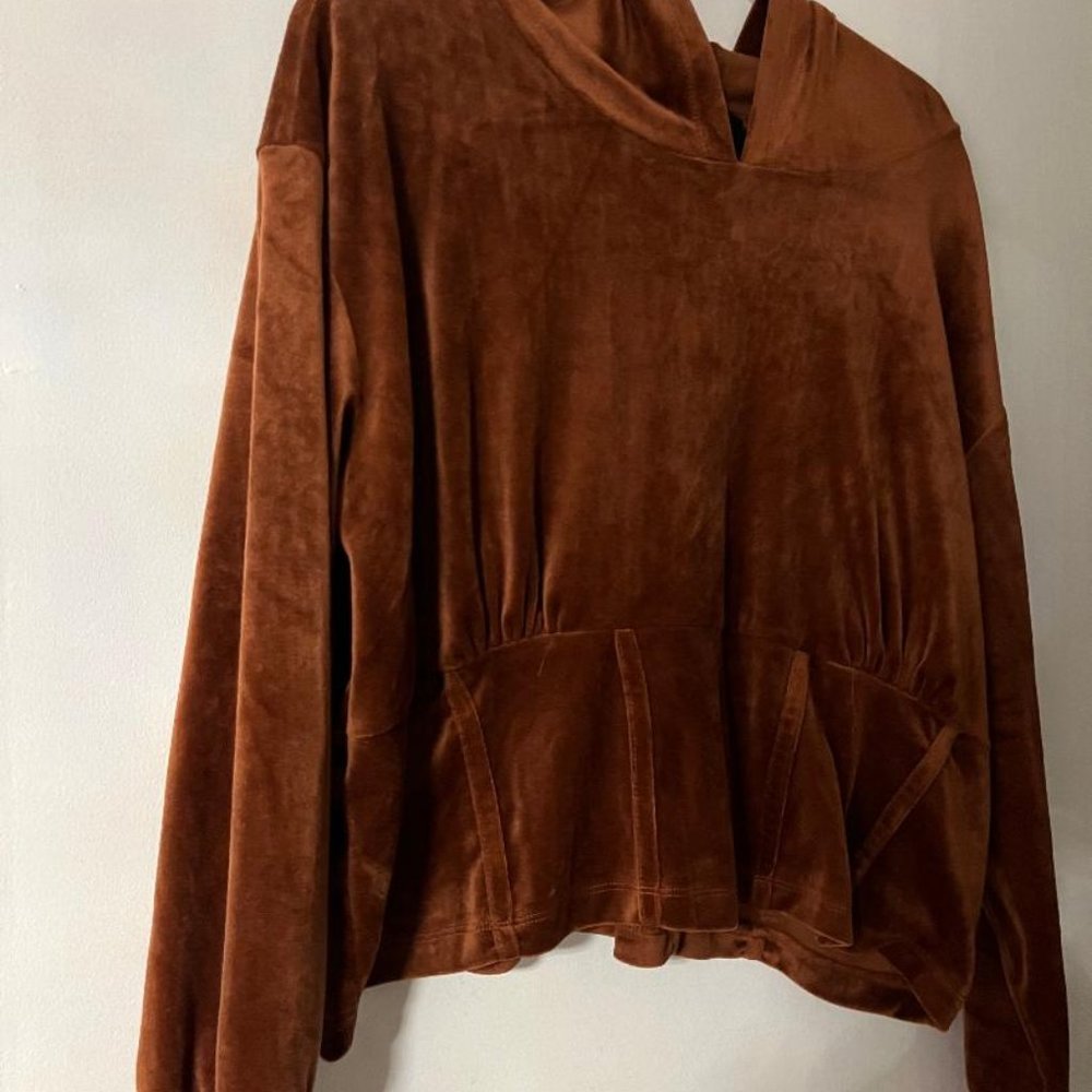 Sz.3X Brown Jolie & Joy Hooded Pullover Top